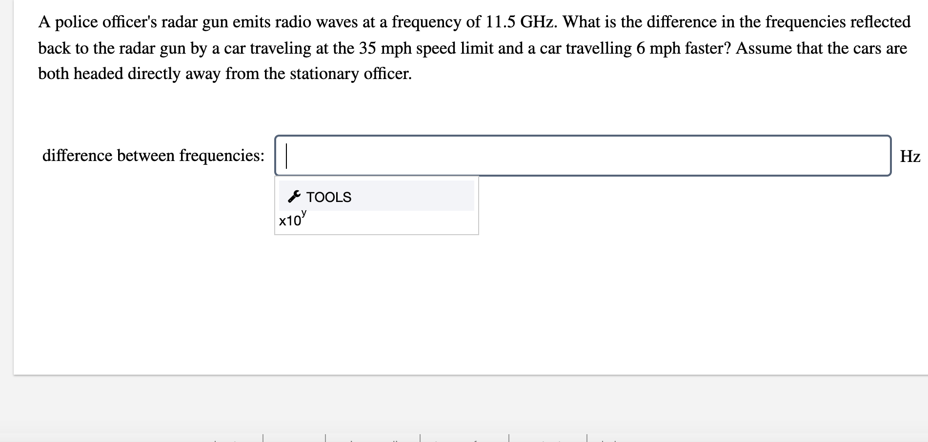 Solved A police officer's radar gun emits radio waves at a | Chegg.com