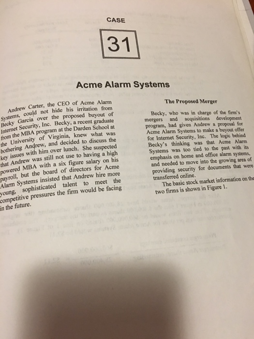CASE 31 Acme Alarm Systems Andrew Carter, the CEO of