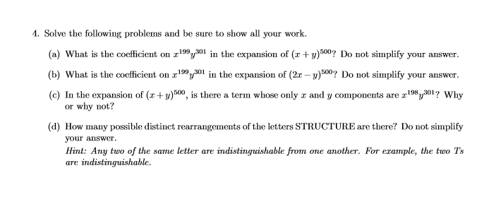 Solved . Solve the following problems and be sure to show | Chegg.com