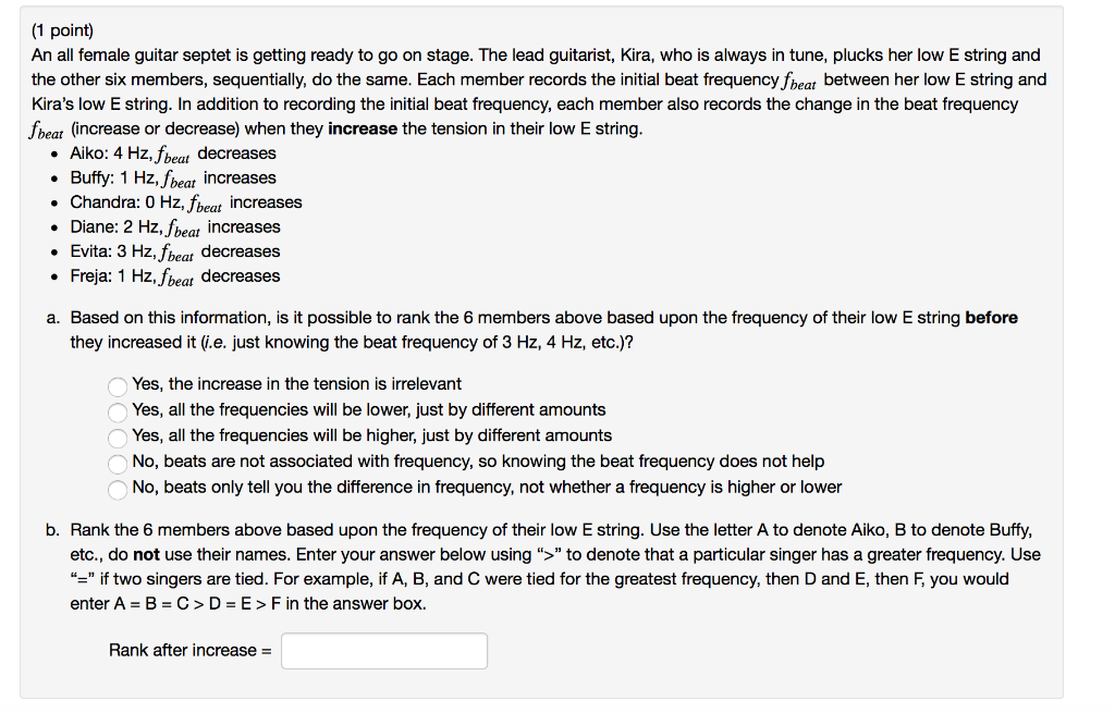 Solved (1 Point) An All Female Guitar Septet Is Getting | Chegg.com