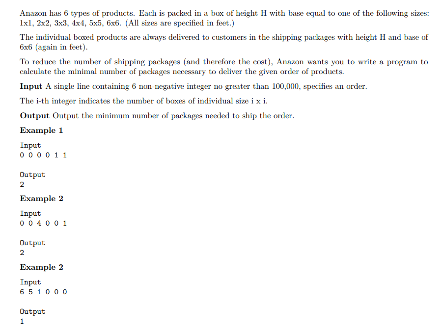 Solved Anazon has 6 types of products. Each is packed in a | Chegg.com
