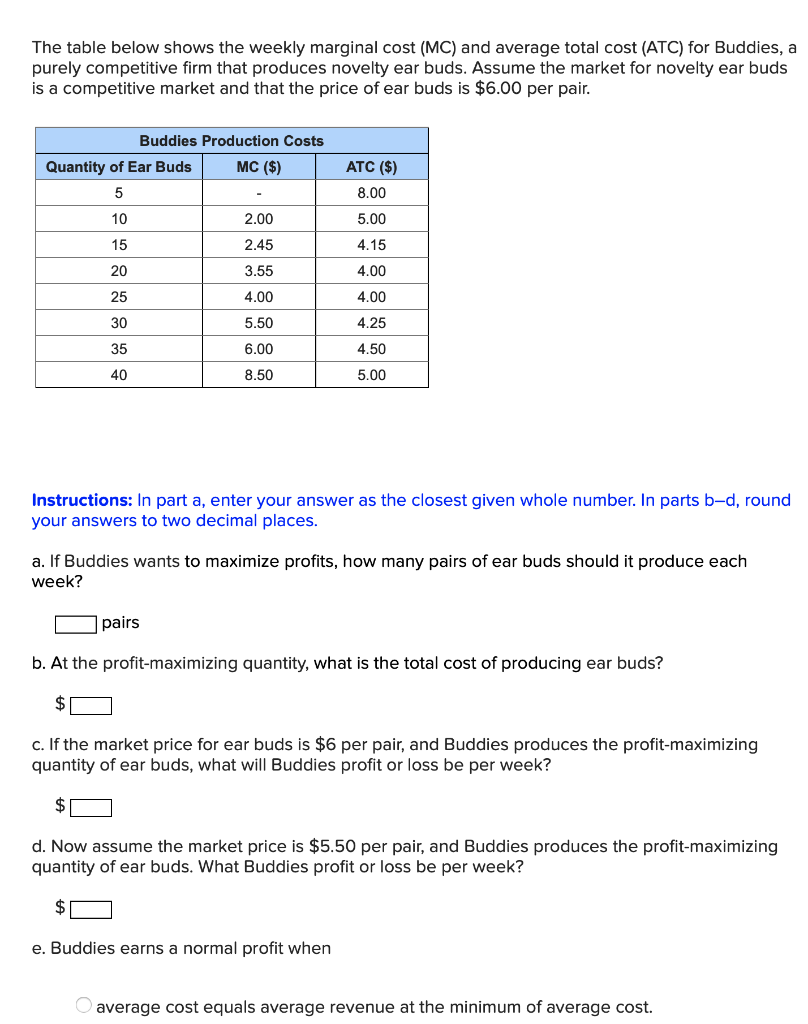 Solved The Table Below Shows The Weekly Marginal Cost Mc 0145