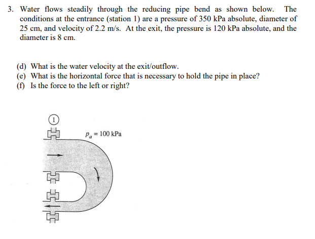 Solved 3. Water flows steadily through the reducing pipe | Chegg.com