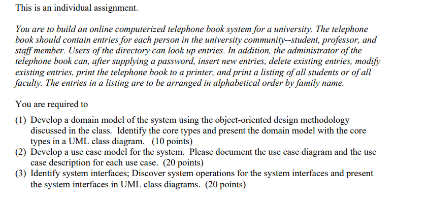 Solved This is an individual assignment. You are to build an | Chegg.com