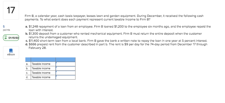 Solved 17 Firm B A Calendar Year Cash Basis Taxpayer L