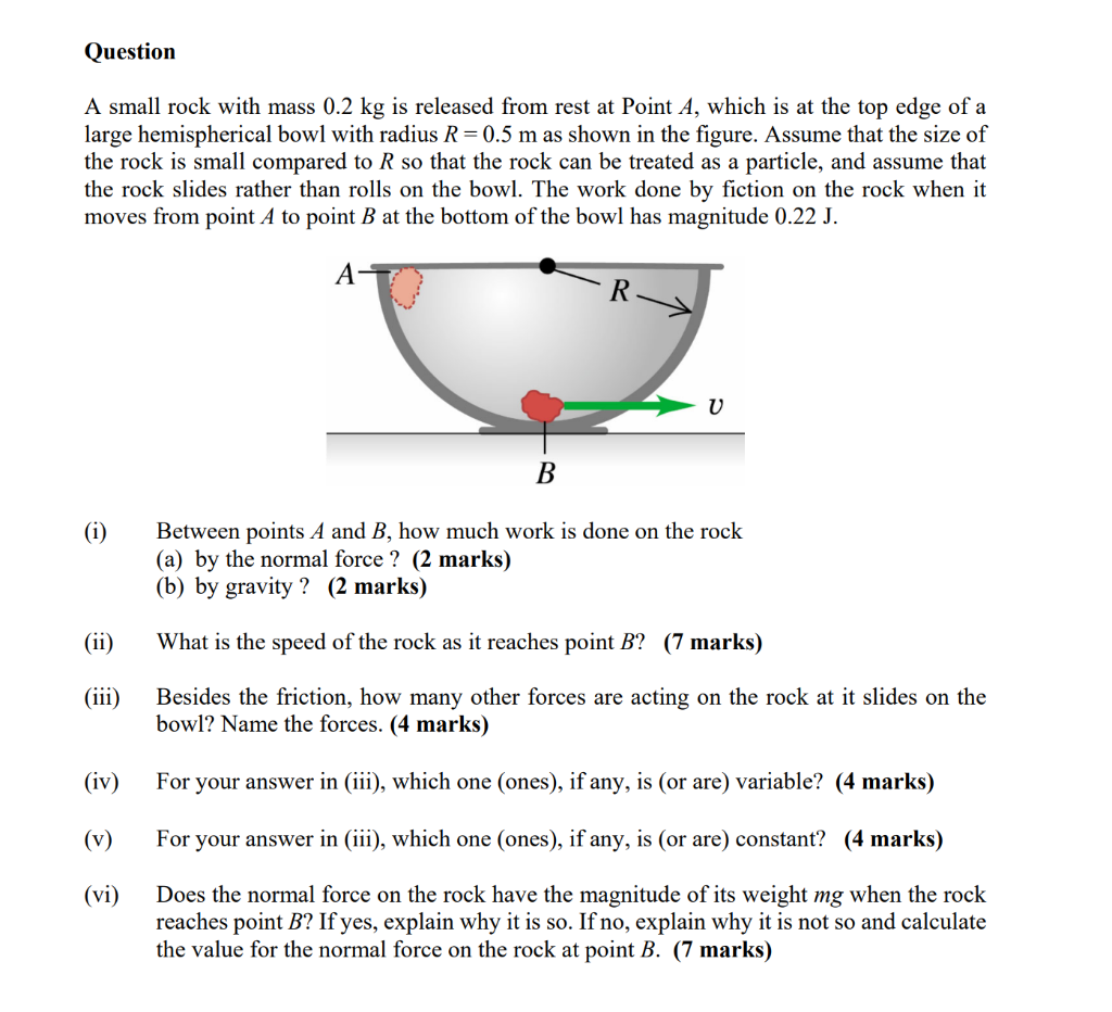 Solved A small rock with mass 0.2 kg is released from rest