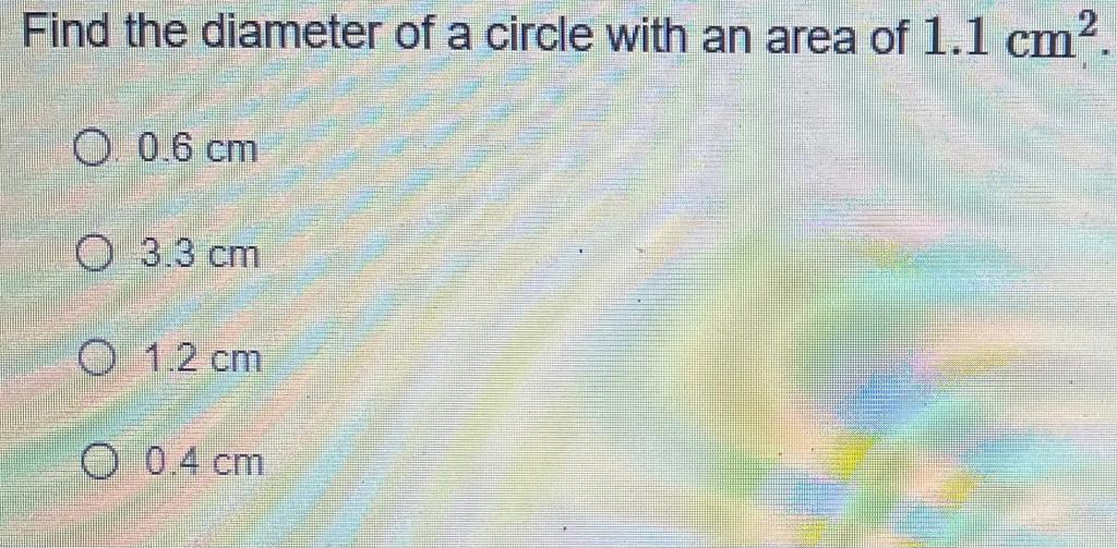 find the area of a circle whose diameter is 16 cm