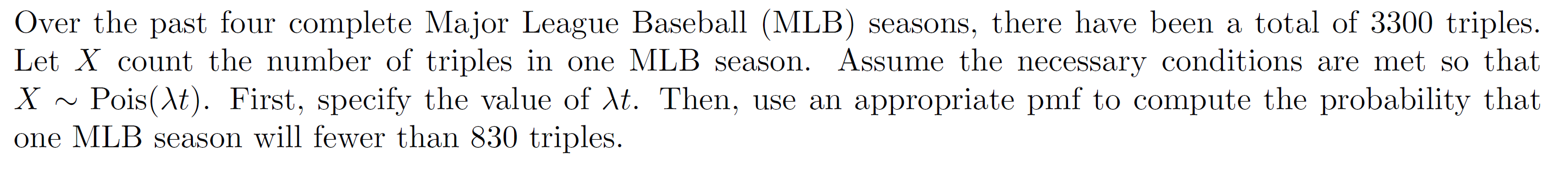 Solved Over the past four complete Major League Baseball | Chegg.com