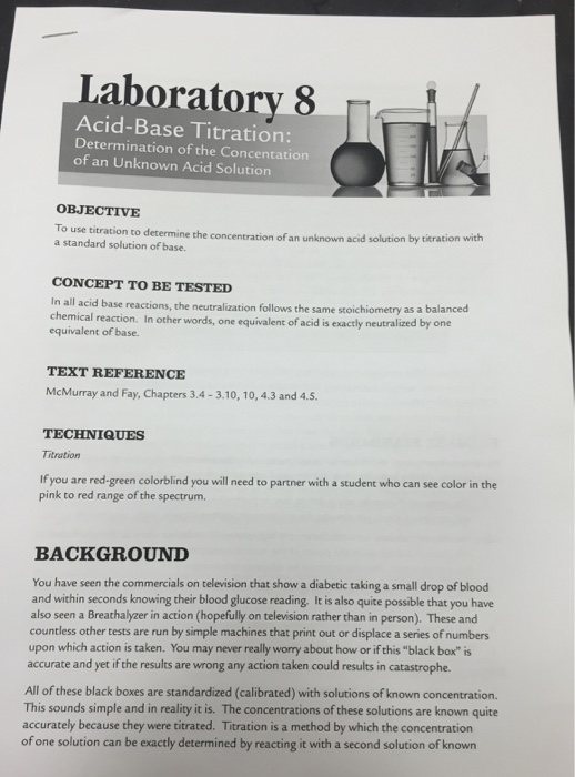 Solved Laboratory 8 AcidBase Titration Determination of