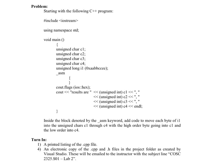 Solved Problem: Starting with the following C++ program: # | Chegg.com