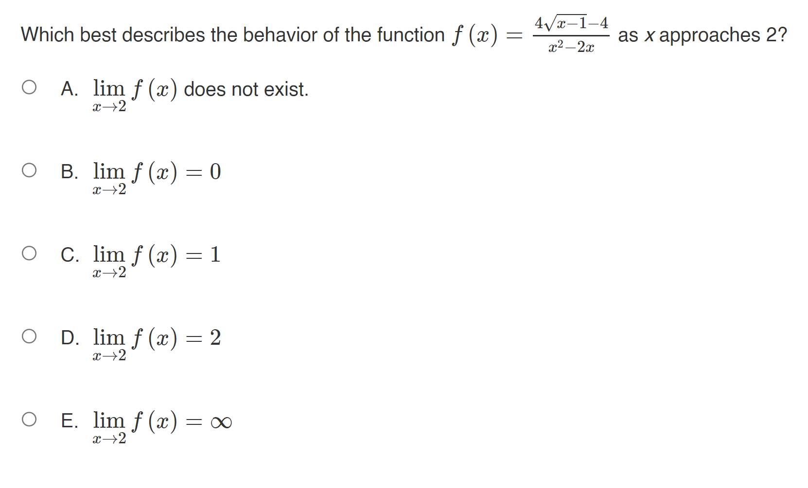 Solved Which best describes the behavior of the function | Chegg.com