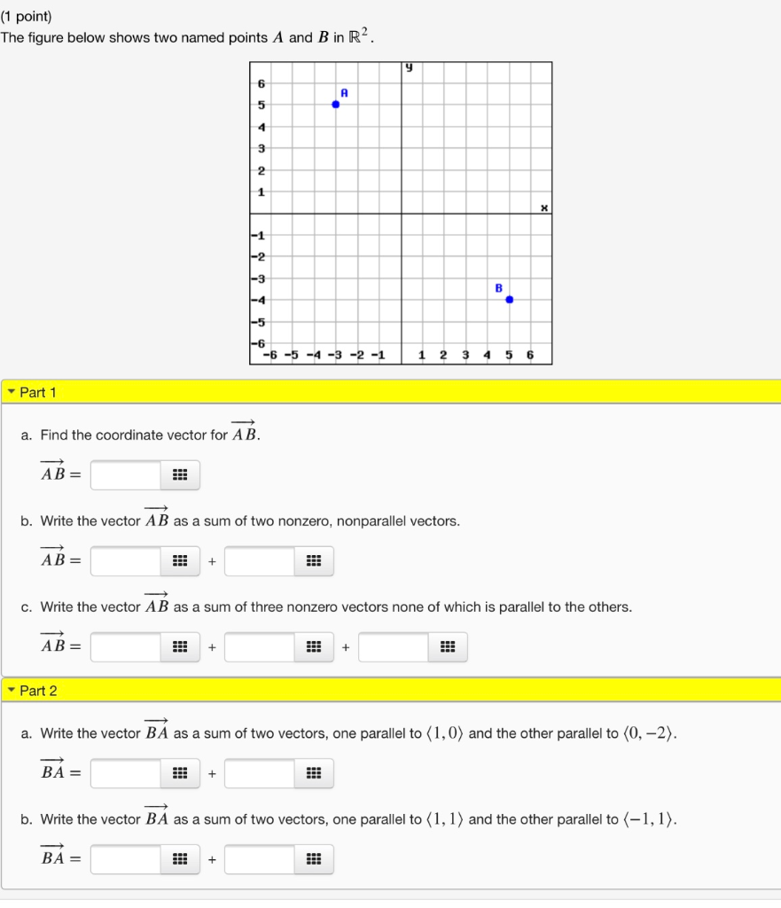 Solved (1 point) The figure below shows two named points A | Chegg.com
