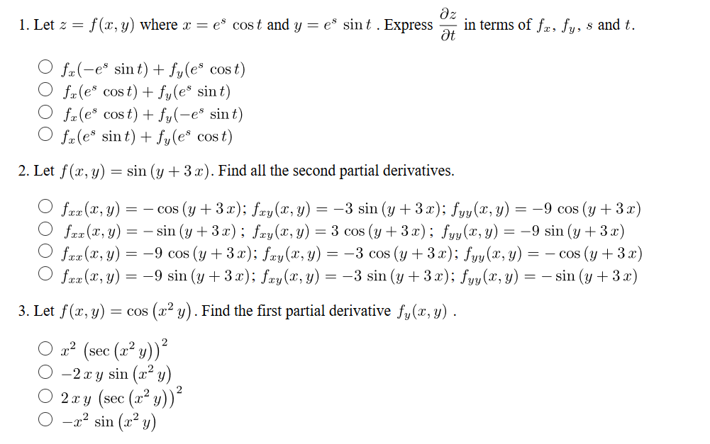 Solved 1 Let Z F X Y Where X Es Cost And Y Es Si Chegg Com