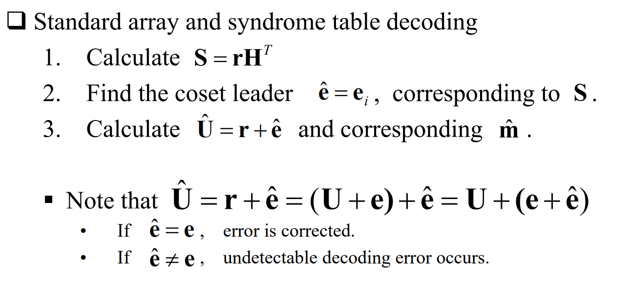 Standard Array And Syndrome Table Decoding 1 Calc Chegg Com