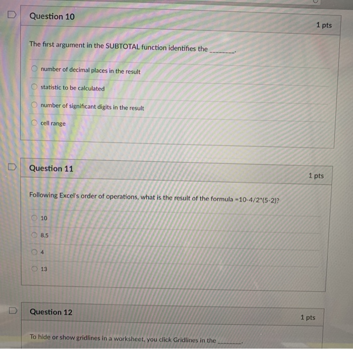 Solved D Question 10 1 pts The first argument in the | Chegg.com