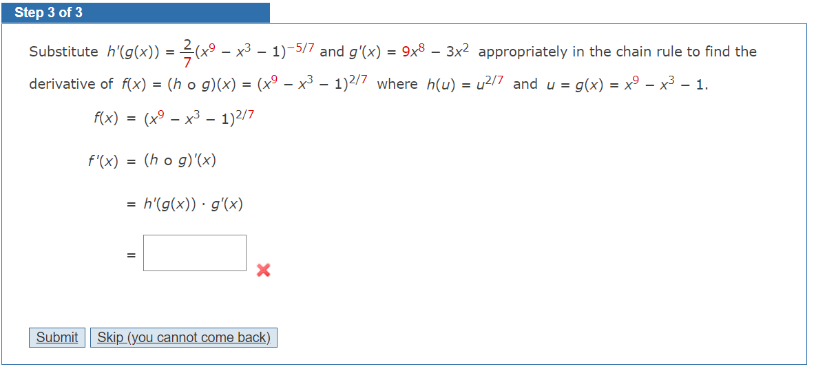 Solved Step 3 Of 3 Substitute H G X { X X3 1 5 7