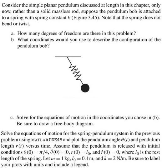 Solved Consider The Simple Planar Pendulum Discussed At | Chegg.com