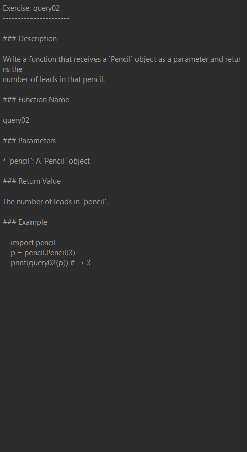 Exercise: query01 ### Description Write a function | Chegg.com