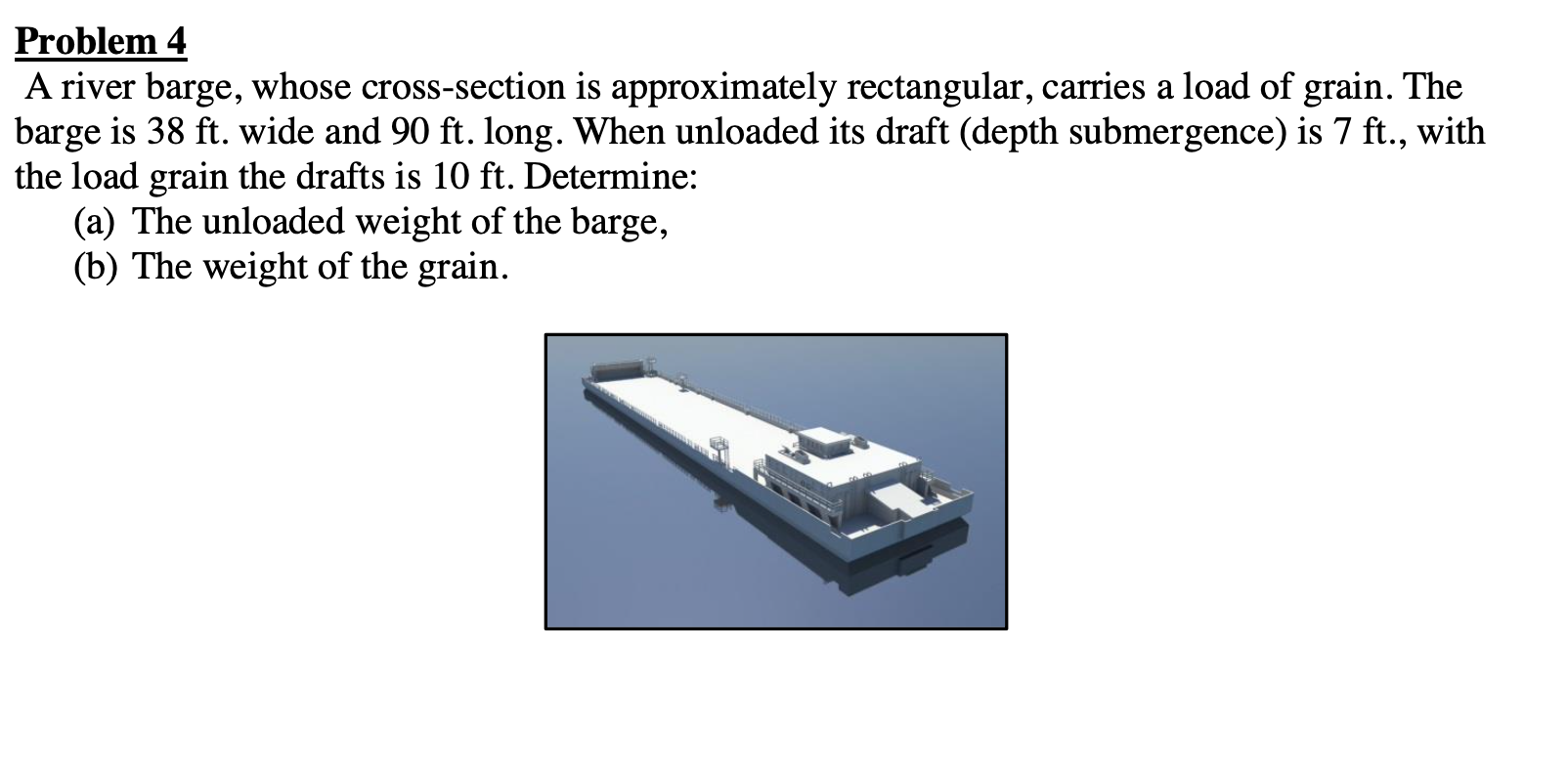 Solved Problem 4 A River Barge, Whose Cross-section Is | Chegg.com