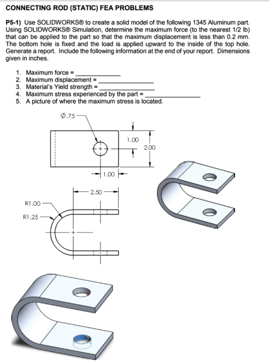 Solved P5-1) Use SOLIDWORKS® to create a solid model of the | Chegg.com