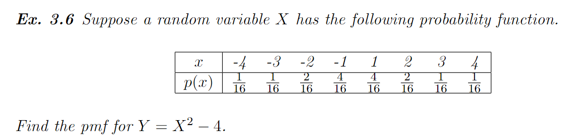 Solved Ex. 3.6 Suppose a random variable X has the following | Chegg.com