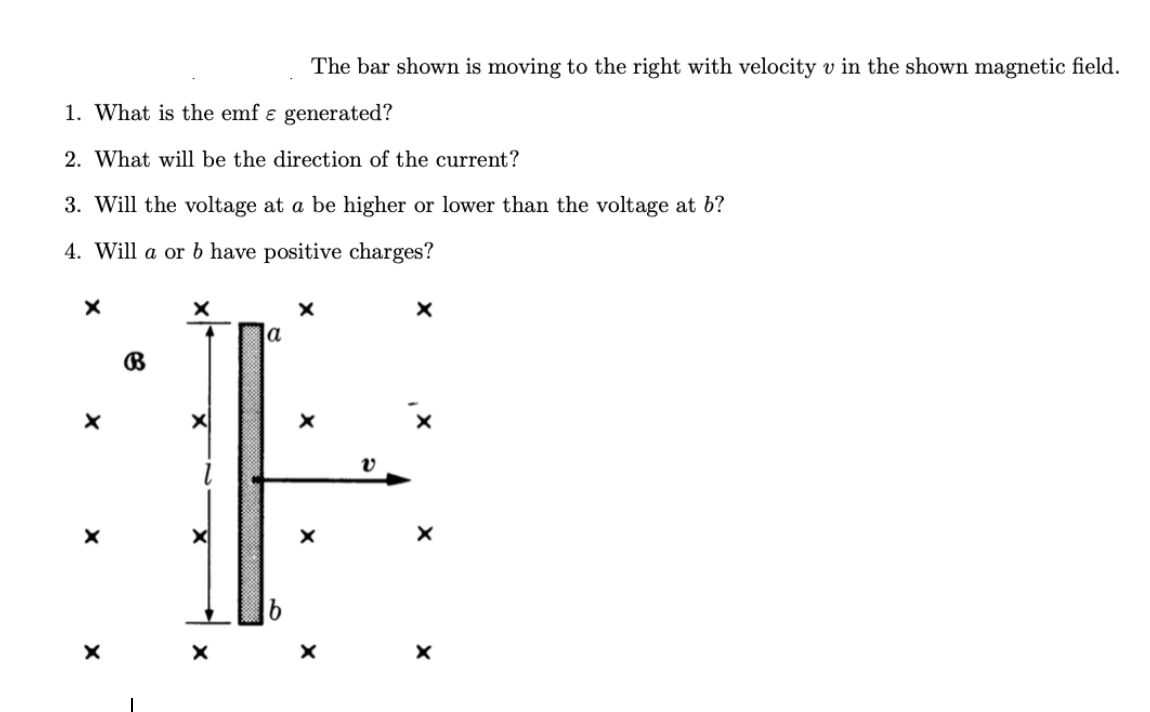 Solved The bar shown is moving to the right with velocity v | Chegg.com