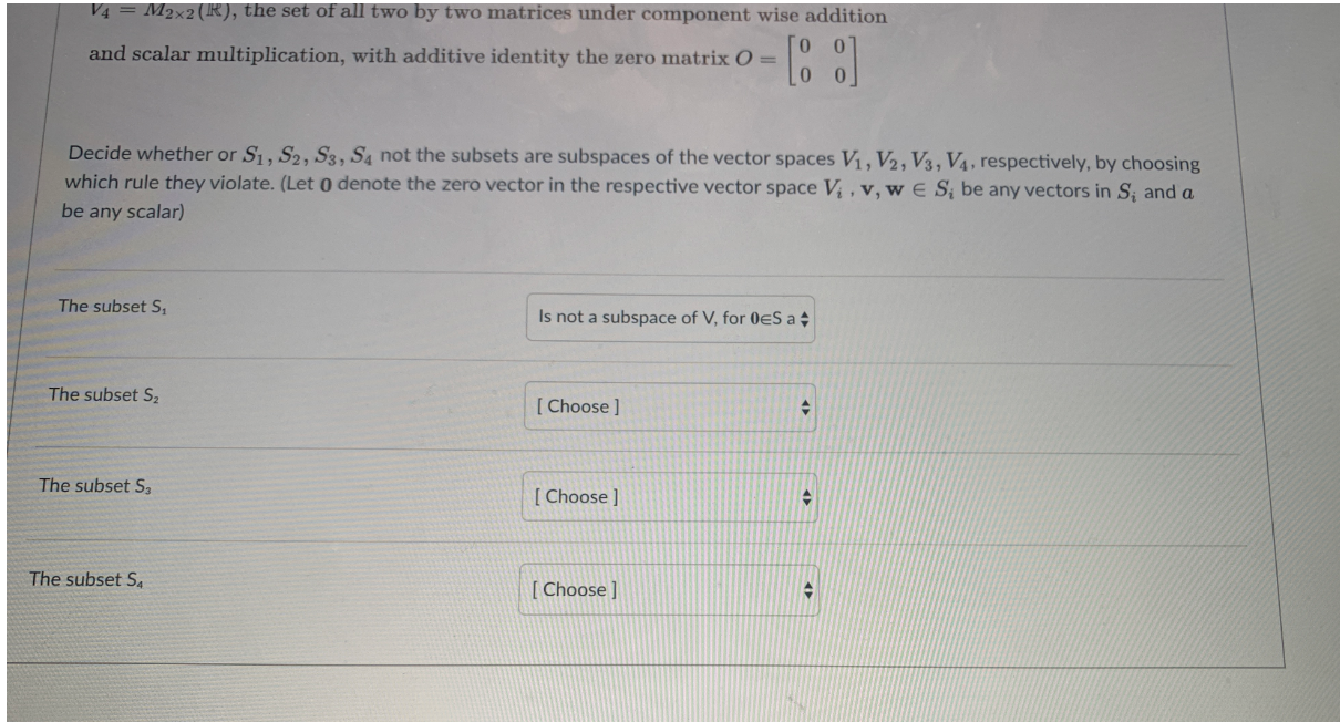 Solved Consider The Following Subsets S, Of The Following | Chegg.com