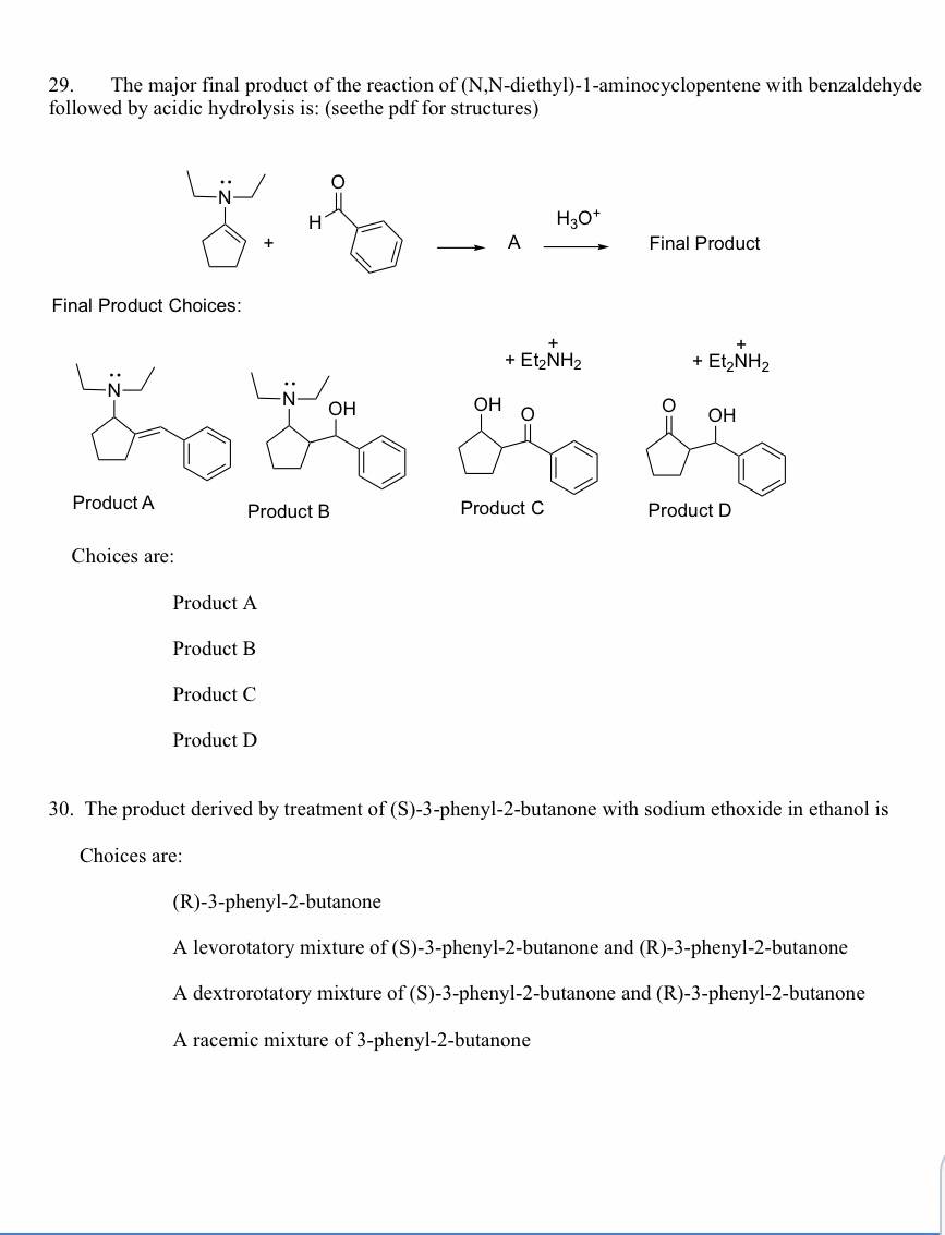 Solved 29. The Major Final Product Of The Reaction Of | Chegg.com