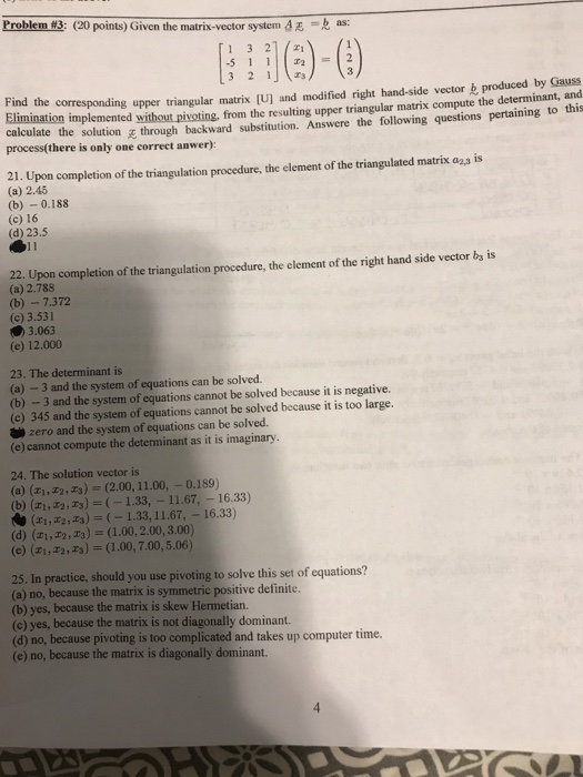 Solved Problem #3: (20 points) Given the matrix-vector | Chegg.com