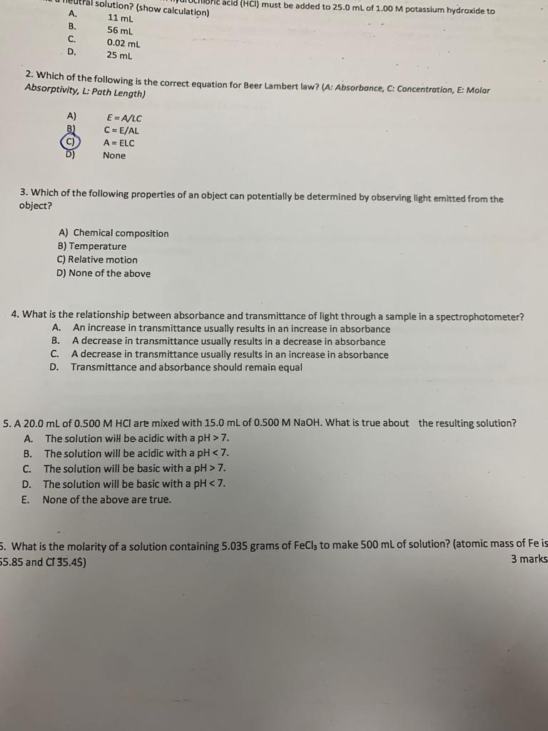 Solved Utral solution? (show calculation) 11 mL 56 mL A. B. | Chegg.com