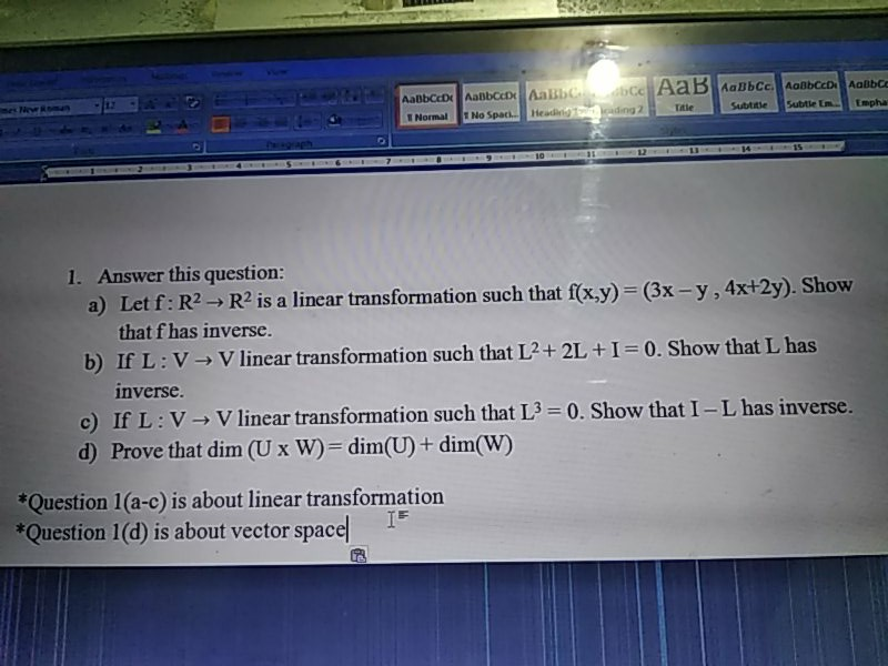 Solved please answer this linear algebra question..if you | Chegg.com