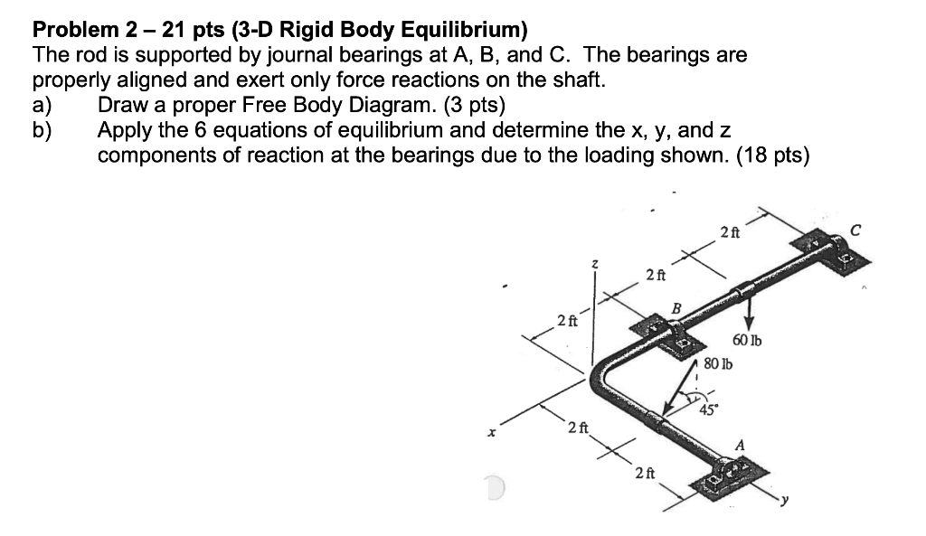 Solved Problem 2 – 21 pts (3-D Rigid Body Equilibrium) The | Chegg.com