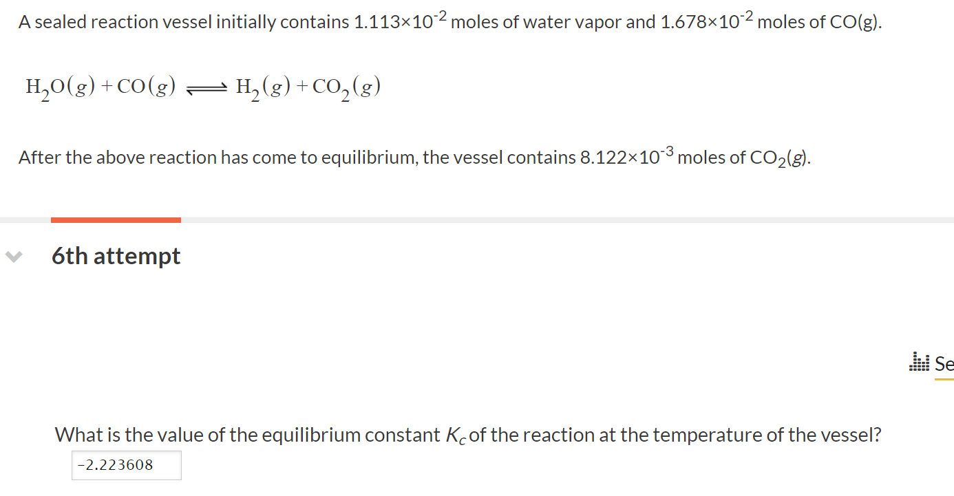 Solved A Sealed Reaction Vessel Initially Contains | Chegg.com