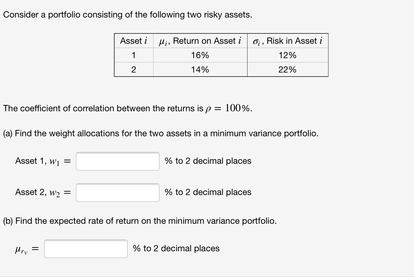 Solved Consider a portfolio consisting of the following two | Chegg.com