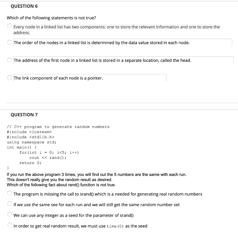 Solved QUESTION 6 Which Of The Following Statements Is Not Chegg