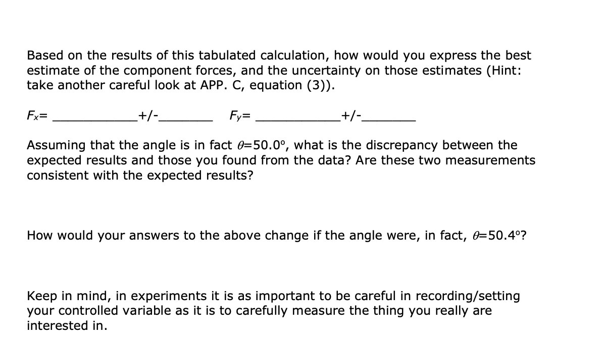 1. Analyzing vector addition data In the table below, | Chegg.com