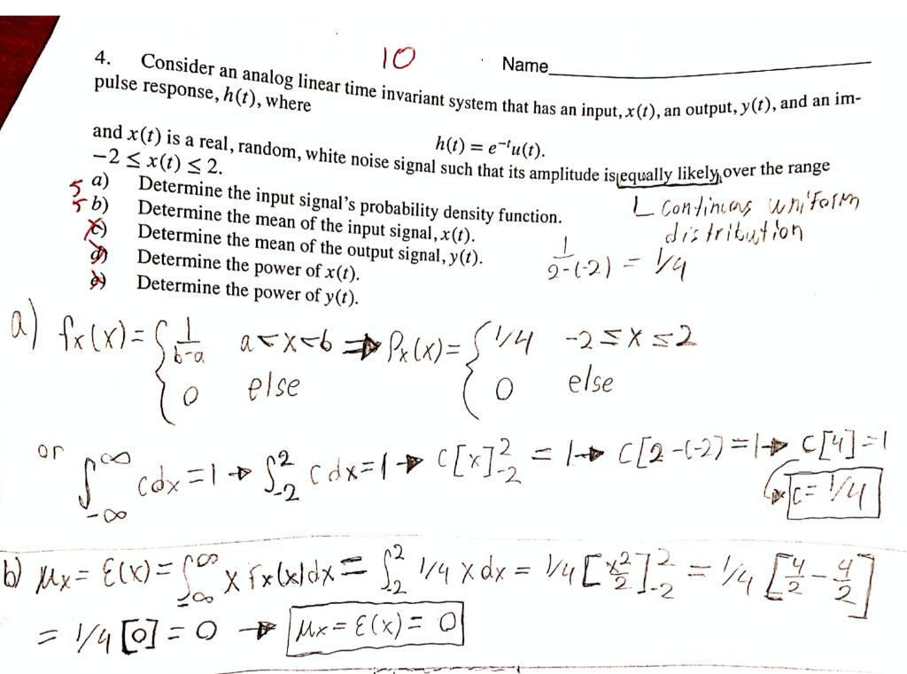 Solved An Input X T An Output Y T And An Im O Name Chegg Com
