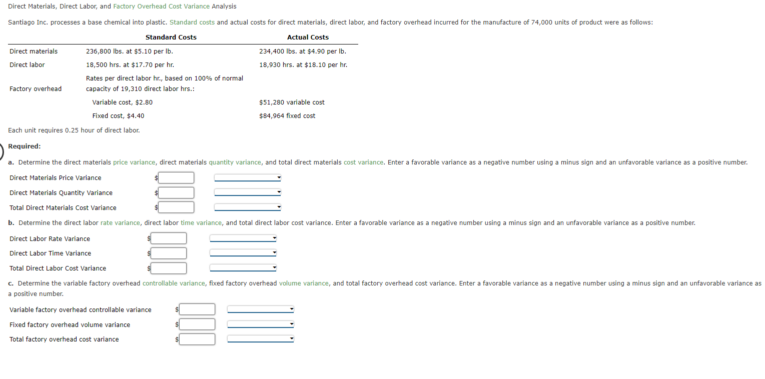 Solved Direct Materials, Direct Labor, and Factory Overhead