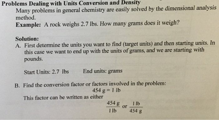 Solved Problems Dealing with Units Conversion and Density | Chegg.com