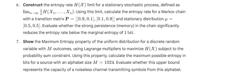 Solved Construct the entropy rate H(x) limit ﻿for a | Chegg.com