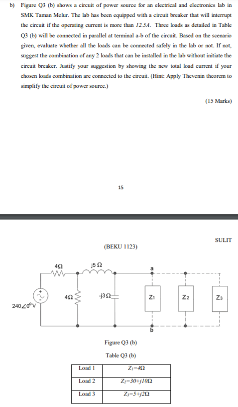 Solved B) Figure Q3 (b) Shows A Circuit Of Power Source For | Chegg.com