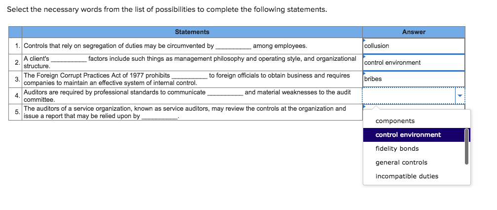 Solved Select the necessary words from the list of | Chegg.com