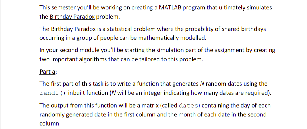 Solved This semester you'll be working on creating a MATLAB | Chegg.com