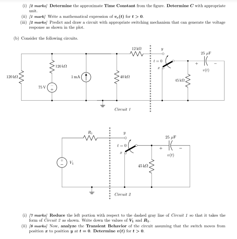 Solved (a) The vc(t) vs t plot below shows the voltage | Chegg.com