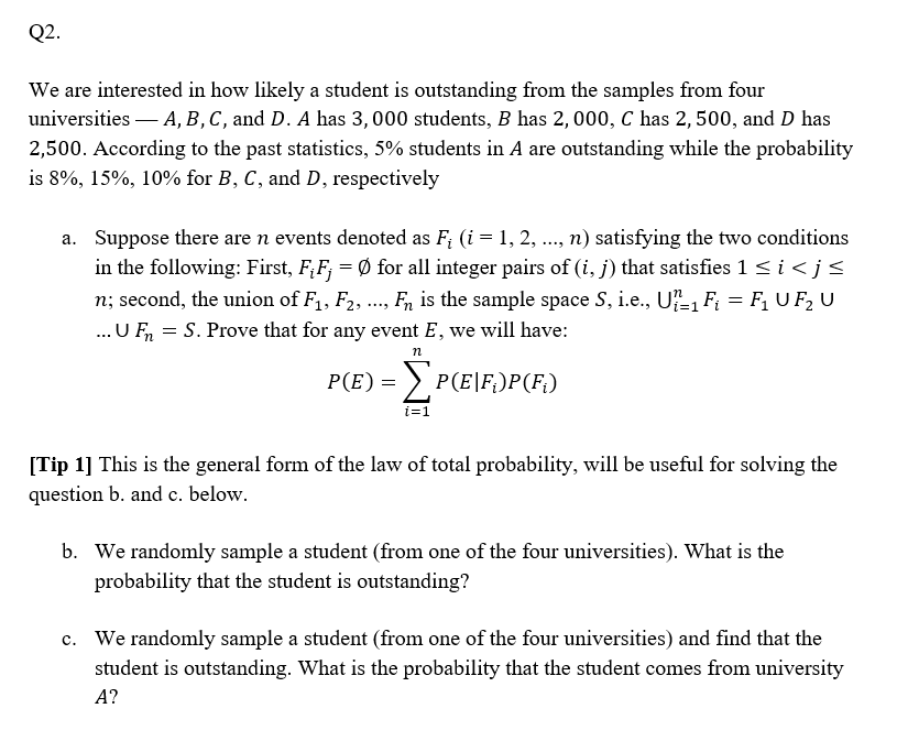 Solved Q2 We Are Interested In How Likely A Student Is O Chegg Com