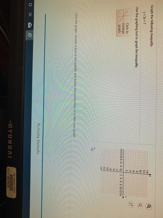 Solved Graph the following inequality y s 3x +7 Use the | Chegg.com