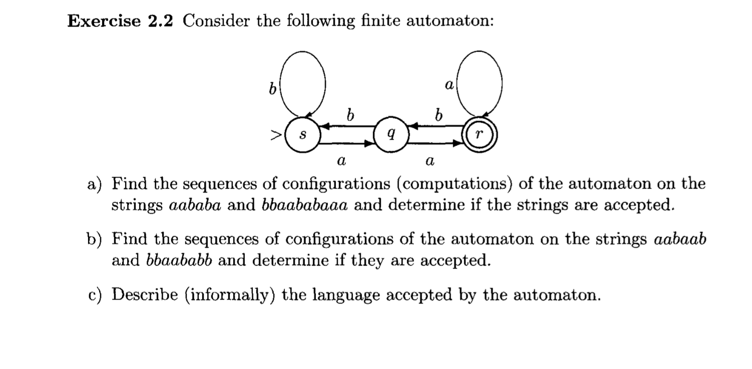 Solved Exercise 2.2 Consider The Following Finite Automaton: | Chegg.com