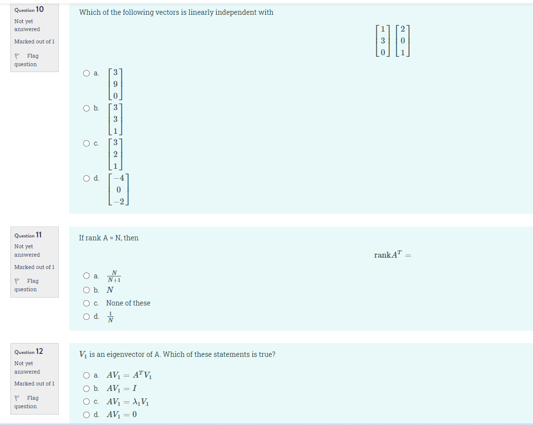 Solved Question 10 Not yet answered Marked out of 1 Flag | Chegg.com