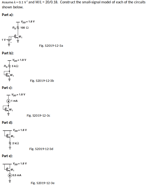 Solved Assume λ-0.1 Vand W/L-20/0.18. Construct the | Chegg.com