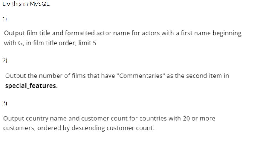 Solved Output film title and formatted actor name for actors 